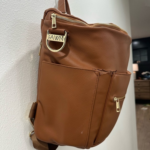 Fawn Design Cognac Original Brown diaper bag backpack infant baby newborn - Picture 4 of 9